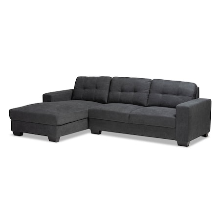 Baxton Studio Langley Dark Grey Upholstered Sectional Sofa with Left Facing Chaise 158-9740